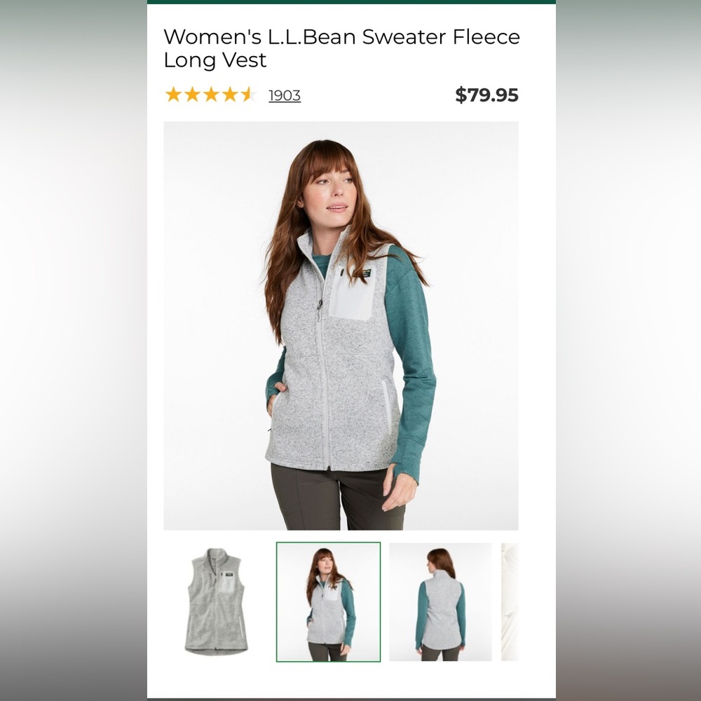 L.L. Bean Sweater Fleece Vest - Picture 5 of 7